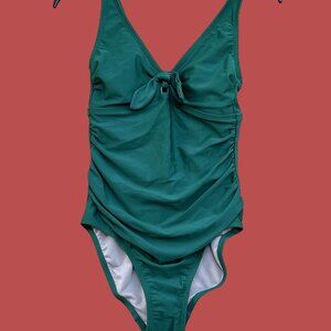 Kona Sol - Women's  Tie-Front One Piece Swimsuit - Green - Small